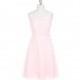 Blushing_pink Azazie Brynn - Chiffon Knee Length One Shoulder Back Zip Dress - Simple Bridesmaid Dresses & Easy Wedding Dresses