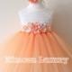 Peach Flower girl dress, peach tulle girl dress, peach birthday dress, peach 1st birthday dress. peach wedding tulle dress, peach girls tutu