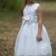 Boho flower girl dress, Flower girl dress white, Baptism dress, Girl dress with bow, Country flower girl, Baby dress, Birthday girl dress