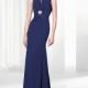 Elegant Chiffon Bateau Neckline Sheath Evening Dresses with Venice Lace - overpinks.com