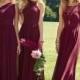 Burgundy Bridesmaid Dresses 2017 New Floor Length Mixed Styles Chiffon Lace Wedding Party Dresses Cheap Summer Boho Maid Of Honor Gowns