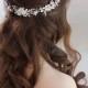 DORCIA White Silver Wedding Bridal Flower Crown