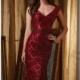 Wine Beaded Mesh Gown by MGNY by Mori Lee - Color Your Classy Wardrobe
