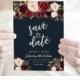 Save the Date INSTANT DOWNLOAD, Wedding Invite, DIY Printable Save the Date, Templett, Editable pdf, Rustic Invites, Navy Blue, Marsala