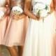 Two Piece Cap Sleeves Bridesmaid Dress Rose Gold Formal Gown