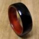 Bentwood Ring. Ebony Lined with Chakote Kok-Red Heart Wood, Natural Wooden Ring. Impressive and extremely durable steam bent wood ring.