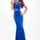 Charming Tulle & Stretch Charmeuse Jewel Neckline Full Length Sheath Prom Dress - overpinks.com