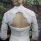 Sale -Ivory 3/4 sleeve lace bolero wedding jacket with keyhole back - was 129.99 - Hand-made Beautiful Dresses