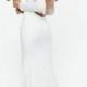 Bridal White Long Sleeve Plunge Open Back Lace Insert Maxi Dress