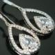 Crystal Bridal Earrings, Cubic Zirconia Teardrop Earrings, Chandelier Crystal Wedding Earrings, CZ Dangle Earrings, Bridal Prom Jewelry - $36.90 USD