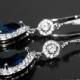Navy Blue Bridal Earrings, Teardrop Blue Crystal Wedding Earrings, Sapphire Chandelier Dangle Earrings Sparkly Crystal Earrings Prom Jewelry - $36.50 USD