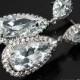Cubic Zirconia Bridal Earrings, Teardrop Crystal Wedding Earrings, CZ Chandelier Earrings, Bridal Crystal Earrings, Prom Crystal Earrings - $31.90 USD