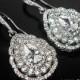Cubic Zirconia Bridal Earrings, Teardrop Crystal Wedding Earrings, CZ Chandelier Earrings, Sparkly Crystal Earrings, Prom Crystal Earrings - $36.50 USD