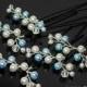 White Blue Pearl Bridal Hair Pins, Swarovski Pearl Wedding Hair Pins, Bridal Hair Jewelry, Bridal Pearl Accessories, Pearl Crystal Hair Pins - $26.90 USD