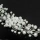 Pearl Crystal Bridal Hair Vine, White Pearl Crystal Hair Piece, Bridal Floral Hair Jewelry, Bridal Pearl Headpiece, Pearl Crystal Wreath - $24.50 USD