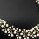 Pearl Gold Bridal Hair Vine, Swarovski Ivory Pearl Crystal Hair Piece, Wedding Pearl Wreath, Bridal Pearl Hair Jewelry, Bridal Pearl Vine - $31.50 USD