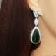 Emerald Crystal Earrings, Green Chandelier Earrings, Emerald Bridal CZ Earrings, Green Teardrop Wedding Earrings, Prom Jewelry FREE US Ship - $37.00 USD