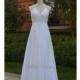 Open Back Cross Straps White Lace Flow Chiffon Wedding Dress Wedding Gown Empire Waist V Neckline Spaghetti Dress - Hand-made Beautiful Dresses