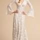 BHLDN Spring/Summer 2018 Lucca Fit & Flare V-Neck Flare Sleeves Vintage Sweep Train Ivory Lace Zipper Up Bridal Dress - Rosy Bridesmaid Dresses