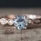 Art Deco Aquamarine Engagement Ring 5mm Round Cut Aquamarine Ring March Birthstone Ring 14K Rose Gold Ring Gold Engagment Ring Birdal Ring