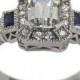 Emerald Cut Diamond Art Deco Ring Diamond Engagement Ring Diamonds & Sapphires