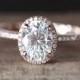 Charles&Colvard Moissanite Engagement Ring 6*8mm Oval Forever One Moissanite Ring Halo Diamonds Stackable Ring 14K Rose Gold Engagement Ring
