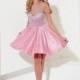 Brilliant Tulle Bateau Neckline A-Line Homecoing Dresses with Beadings & Rhinestones - overpinks.com