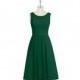 Dark_green Azazie Skyla - Knee Length Chiffon Scoop Illusion Dress - Simple Bridesmaid Dresses & Easy Wedding Dresses