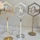 Wedding Standing Tall Table Number Word on sticks Wooden Hexagon Table Number Holders for Party & Event Freestanding Gold Table Number Signs