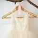 Spaghetti Straps Ivory Lace Champagne Tulle Organza Princess Wedding Flower Girl Dress M0069
