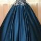 High Neck Applique Bodice A Line Long Satin Prom Dresses Evening Dresses(ED1704)