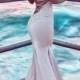 Mermaid Spaghetti Straps Sweep Train Blush Prom Dress With Appliques