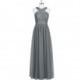 Steel_grey Azazie Mallory - Tulle And Lace V Neck Floor Length Back Zip Dress - Simple Bridesmaid Dresses & Easy Wedding Dresses