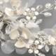Floral Bridal Hair Comb, Tulle Flower Wedding Clip, Silver Floral Bridal Accessory,Rhinestone Wedding Hair Piece, Floral Bridal Clip~TC-2312