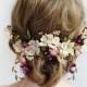 floral headpiece wedding, bridal hair piece flower, hair pieces for wedding, flower hair clip wedding, wedding headpiece, purple and pink