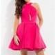 Fuchsia Matte Satin Open Back Dress by Rachel Allan Short - Color Your Classy Wardrobe