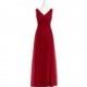 Burgundy Azazie Mag - V Back Tulle V Neck Floor Length Dress - Charming Bridesmaids Store