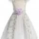 White/Lilac Floral Embroidered Organza Girl Dress Style: D4190 - Charming Wedding Party Dresses
