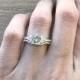 Aquamarine Bridal Set Ring- Aquamarine Promise Ring- Engagement and Wedding Ring- Prong Round Aquamarine Ring- March Birthstone Ring