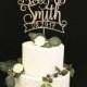 Custom Wood Rose Metallic Gold Wedding Cake Topper With Date