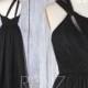 Bridesmaid Dress Black One Shoulder Asymmetrical Tulle Wedding Dress,Ruched Top Maxi Dress,A Line Evening Dress Full Length(HS471)