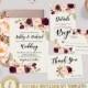 Printable Floral Wedding Invitation Template Set, Editable Marsala Boho Wedding Invite Burgundy Wedding Template, Instant Download, TEMPLETT