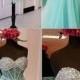 Strapless Mint Sparkly See Through Mini Homecoming Prom Gown Dresses, BD000168