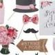 Floral Wedding Reception Party Photo Booth Prop Set