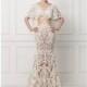 Maison Yeya 2017 Champagne Chapel Train Vintage V-Neck Mermaid Butterfly Sleeves Appliques Lace Fall Dress For Bride - Bonny Evening Dresses Online 