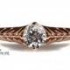 Leaves diamond ring, 18k rose gold diamonds engagement ring or right hand ring, diamond accents leaf design , half carat diamond engagement