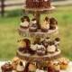Country Rustic Wood  4-Tier Rustic Wood Slice Wedding Party Home Decor Cupcake Stand: 12 X 16.25 inches
