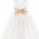 White Lace Flower Girl Dress with Heart Cutout Back - Similar to David's Bridal - Hand-made Beautiful Dresses