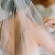 GENTLE - Simple Elbow Length Wedding Veil, Soft Single Tier Bridal Veil With Cut Edge