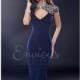 Navy Beaded Tulle Cutout Gown by Envious Couture Prom - Color Your Classy Wardrobe